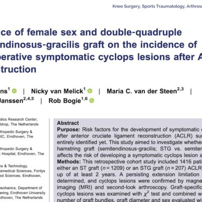 Influence of female sex and graft choice on the incidence of cyclops lesions after ACL reconstruction