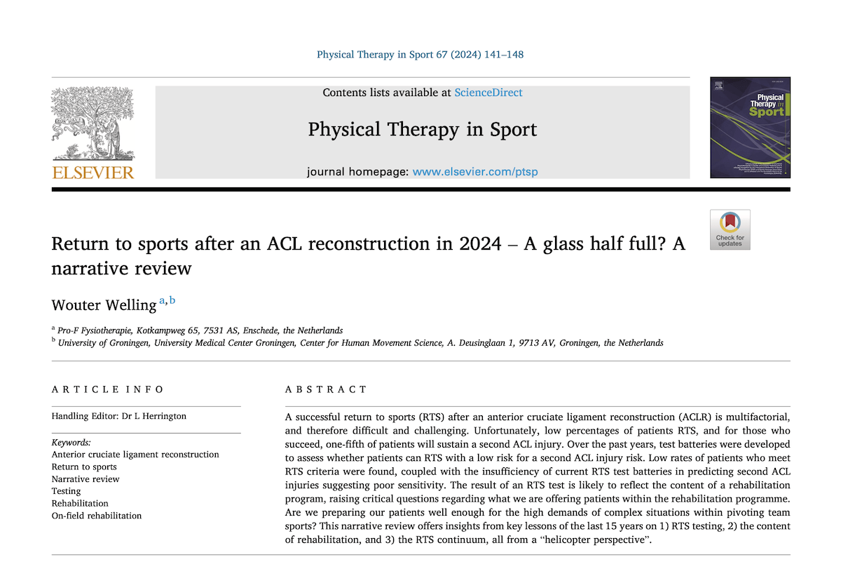 Return to sports after an ACL reconstruction in 2024 – A glass half full? A narrative review