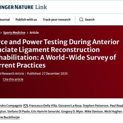 Force and Power Testing During Anterior Cruciate Ligament Reconstruction Rehabilitation: A World-Wide Survey of Current Practices